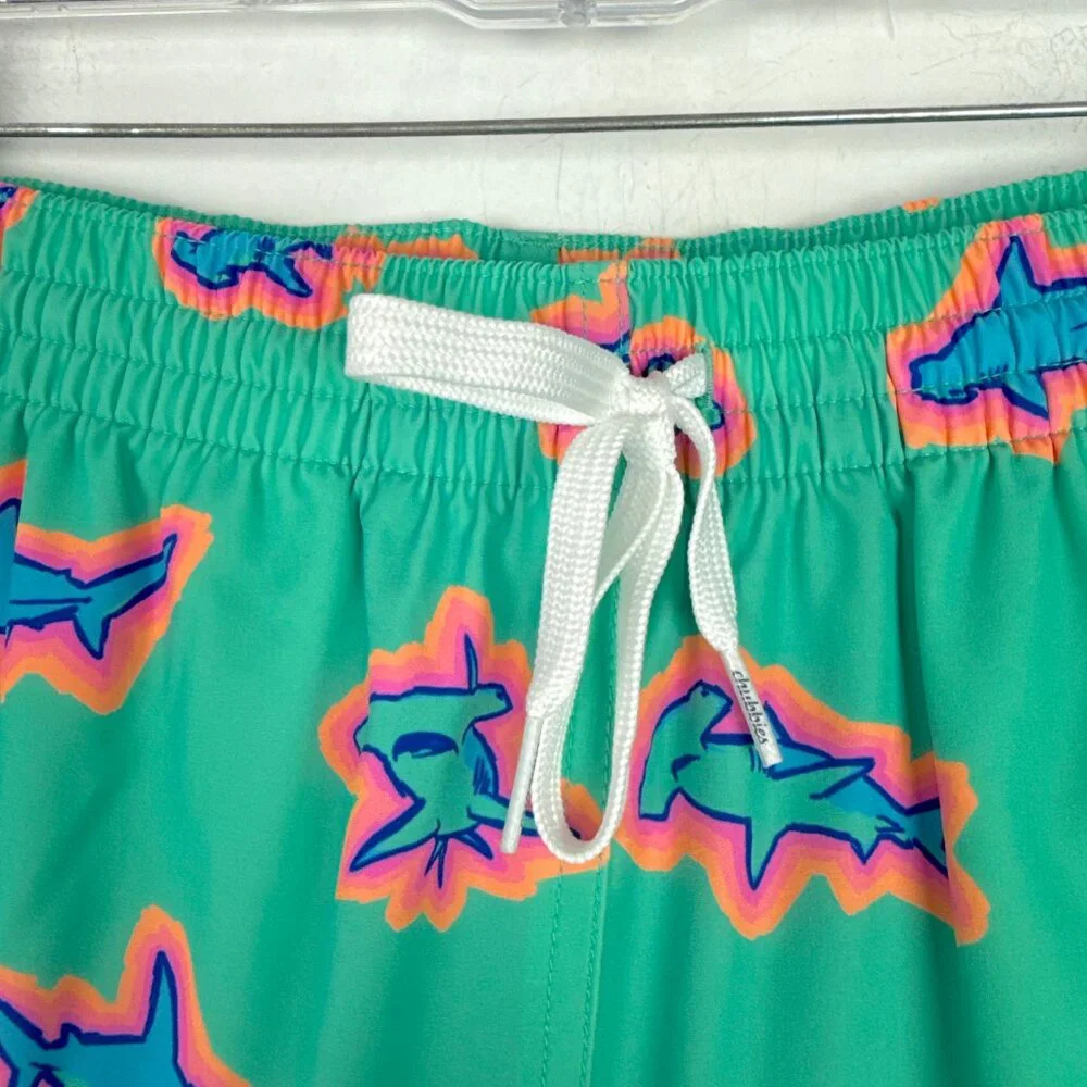 NWOT Chubbies Classic Swim Trunk 7" The Apex Swimmers Teal Sharks Size Large L - Picture 5 of 13